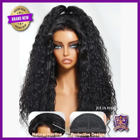 18 Inch Human Hair Half Wig Water Wave Glueless Drawstring Beginner Friendly main image 5